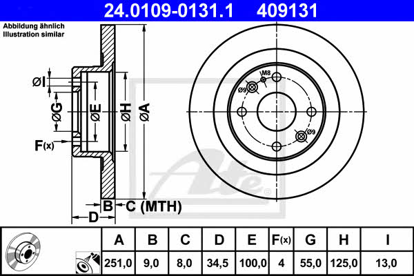 Ate Rear solid brake disc – price 136 PLN