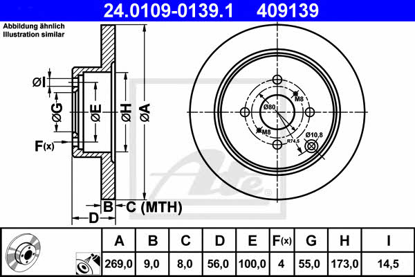 Ate Rear solid brake disc – price 172 PLN