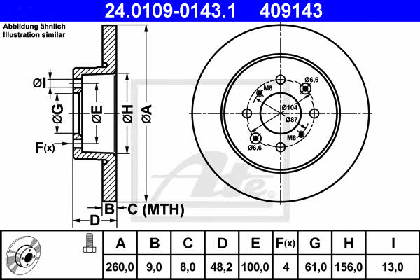 Ate Rear solid brake disc – price 201 PLN