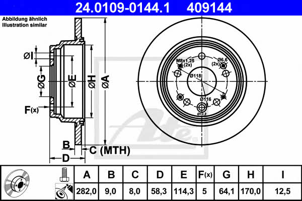 Ate Rear brake disc, non-ventilated – price 195 PLN