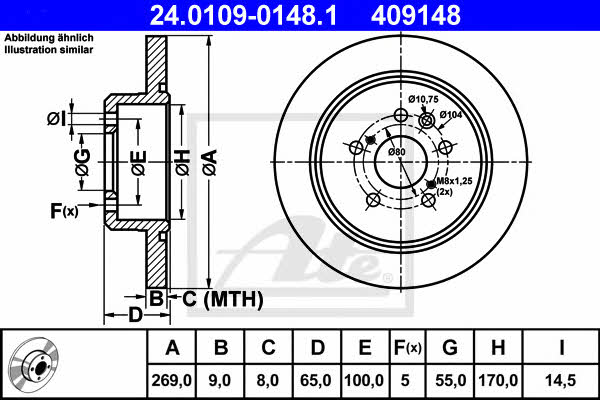 Ate Rear solid brake disc – price [object Object] PLN