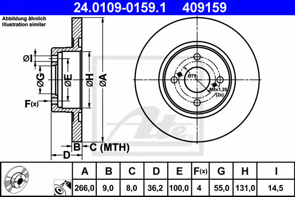 Ate Rear solid brake disc – price 174 PLN