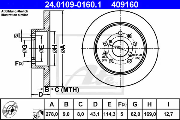 Ate Brake disc – price 164 PLN