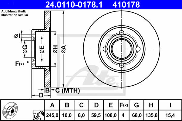 Ate Rear solid brake disc – price 142 PLN