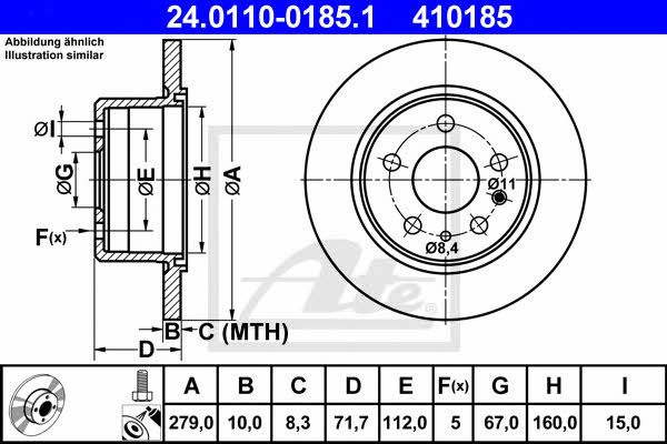 Ate Rear solid brake disc – price 157 PLN