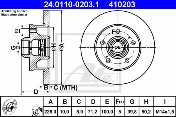 Ate Rear solid brake disc – price 126 PLN