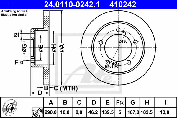 Ate Unventilated front brake disc – price 173 PLN