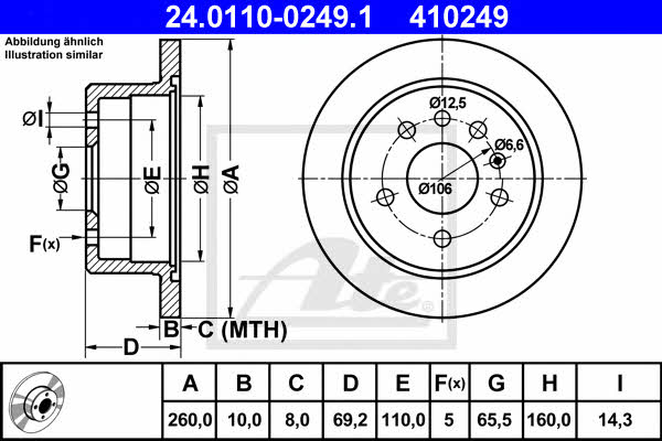 Ate Rear solid brake disc – price [object Object] PLN