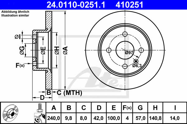 Ate Rear solid brake disc – price 122 PLN