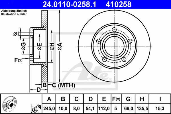 Ate Rear solid brake disc – price 224 PLN