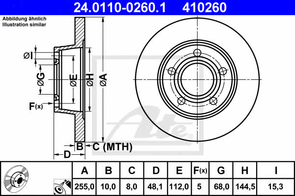 Ate Rear solid brake disc – price 171 PLN