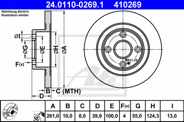 Ate Rear solid brake disc – price [object Object] PLN