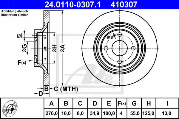 Ate Rear solid brake disc – price [object Object] PLN