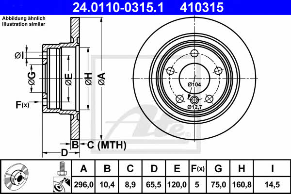 Ate Rear brake disc, non-ventilated – price 150 PLN