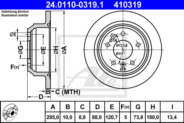 Ate Rear brake disc, non-ventilated – price