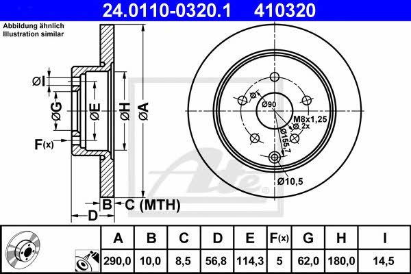 Ate Rear brake disc, non-ventilated – price 202 PLN