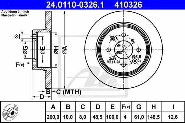 Ate Brake disc – price 172 PLN