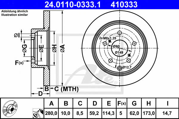 Ate Rear solid brake disc – price 186 PLN