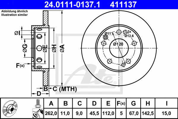 Ate Unventilated front brake disc – price [object Object] PLN