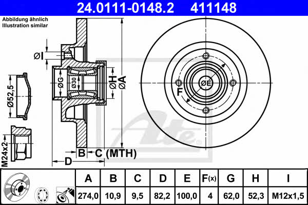 Ate Rear solid brake disc – price 456 PLN