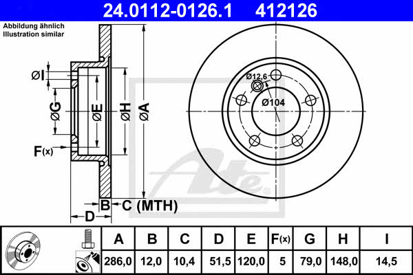 Ate Unventilated front brake disc – price 160 PLN