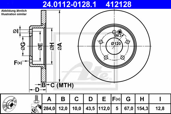 Ate Unventilated front brake disc – price 161 PLN