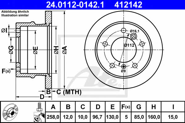 Ate Rear brake disc, non-ventilated – price 194 PLN
