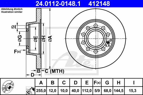 Ate Rear solid brake disc – price 181 PLN