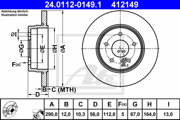 Ate Rear brake disc, non-ventilated – price 137 PLN