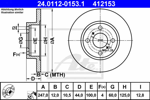 Ate Unventilated front brake disc – price 142 PLN