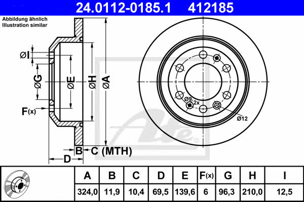 Ate Rear brake disc, non-ventilated – price 264 PLN