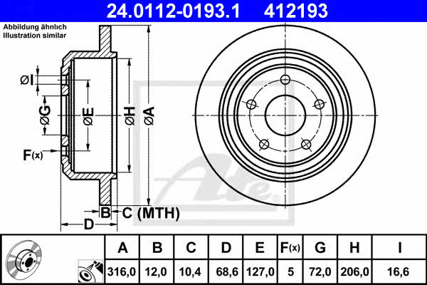 Ate Rear solid brake disc – price 268 PLN