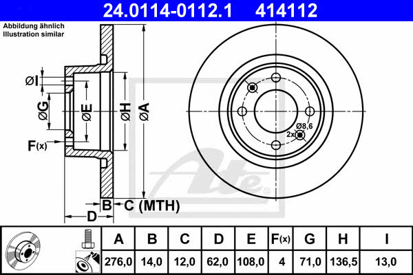 Ate Rear brake disc, non-ventilated – price 163 PLN