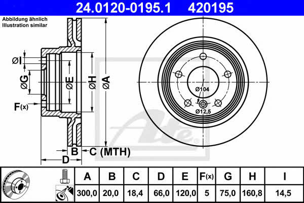 Ate 24.0120-0195.1 Rear ventilated brake disc 24012001951