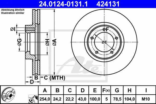 Ate 24.0124-0131.1 Front vented brake disc 24012401311 24012401311 Ate Front vented brake disc