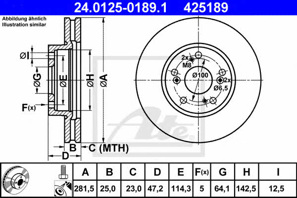 Ate 24.0125-0189.1 Brake disc 24012501891