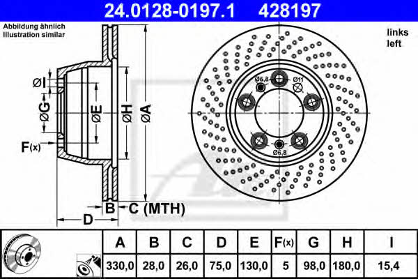 Ate 24.0128-0197.1 Rear ventilated brake disc 24012801971