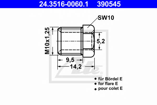 Ate 24.3516-0060.1 Union Bolt 24351600601 24351600601 Ate Union Bolt