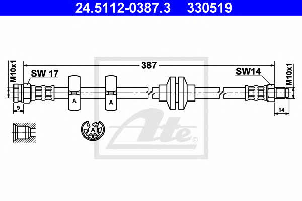 Ate 24.5112-0387.3 Brake Hose 24511203873