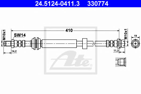 Ate 24.5124-0411.3 Brake Hose 24512404113