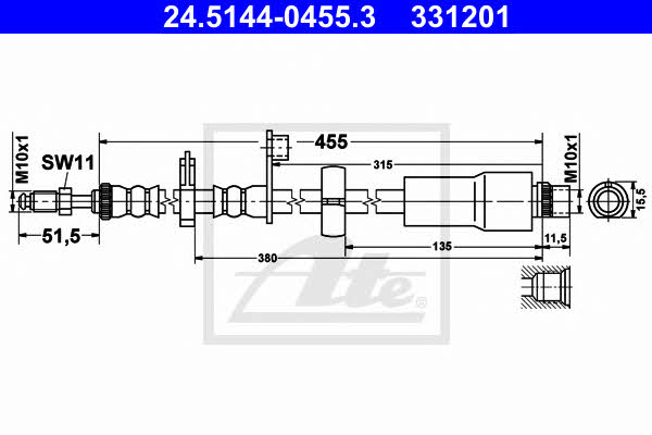 Ate 24.5144-0455.3 Brake Hose 24514404553