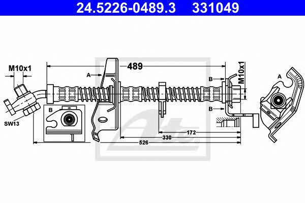 Ate 24.5226-0489.3 Brake Hose 24522604893