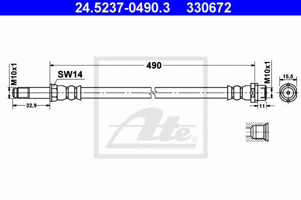 Flexible brake pipe Mercedes Sprinter: 24523704903 Ate Brake Hose