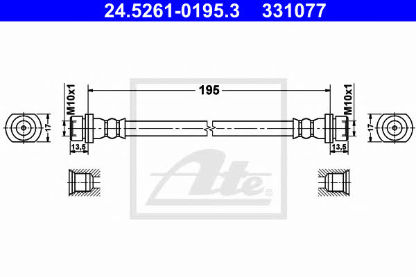 Ate 24.5261-0195.3 Brake Hose 24526101953