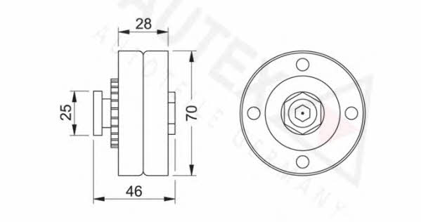 Autex 641323 V-ribbed belt tensioner (drive) roller 641323