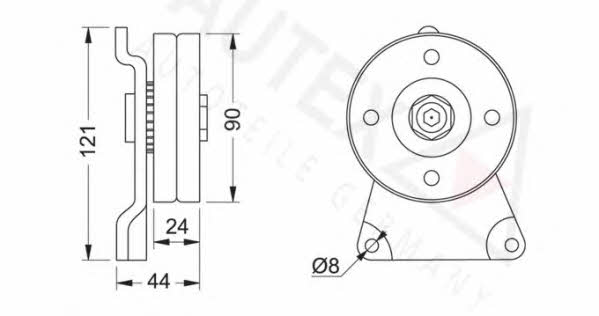 Autex 641324 V-ribbed belt tensioner (drive) roller 641324