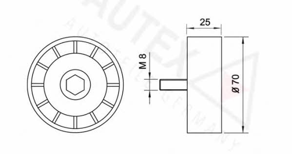 Autex 641369 V-ribbed belt tensioner (drive) roller 641369