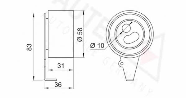 Autex 641569 Tensioner pulley, timing belt 641569