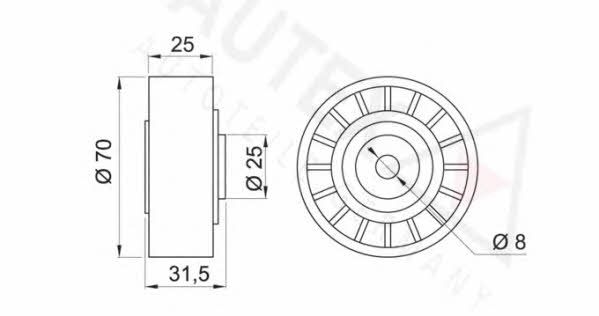 Autex 641675 V-ribbed belt tensioner (drive) roller 641675