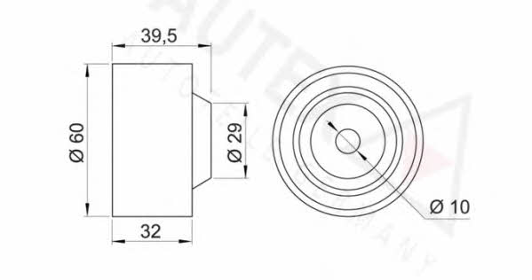 Autex 641725 Tensioner pulley, timing belt 641725